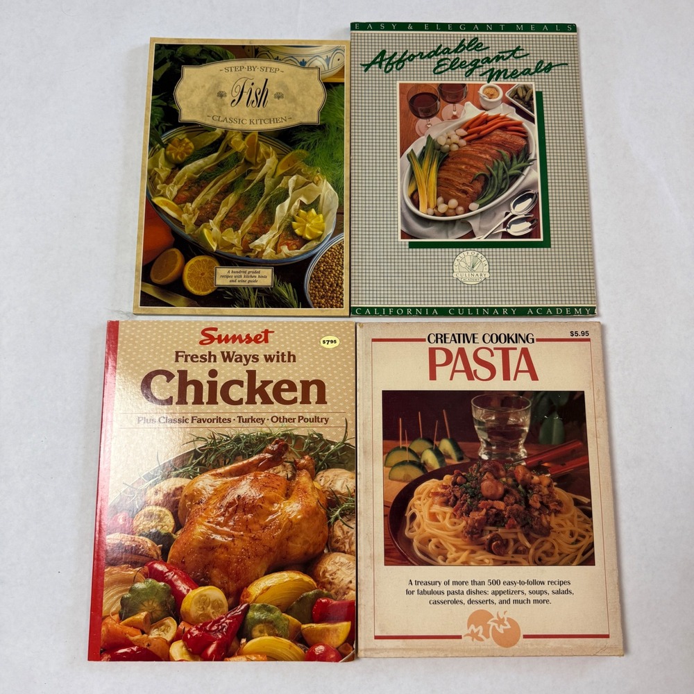 Vintage Cookbook Lot 4 Sunset Chicken Pasta Fish California‎ Culinary Academy